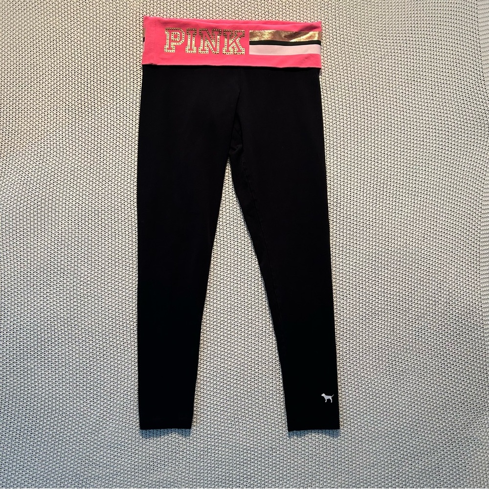 Y2K Pink Fold Over Studded Leggings